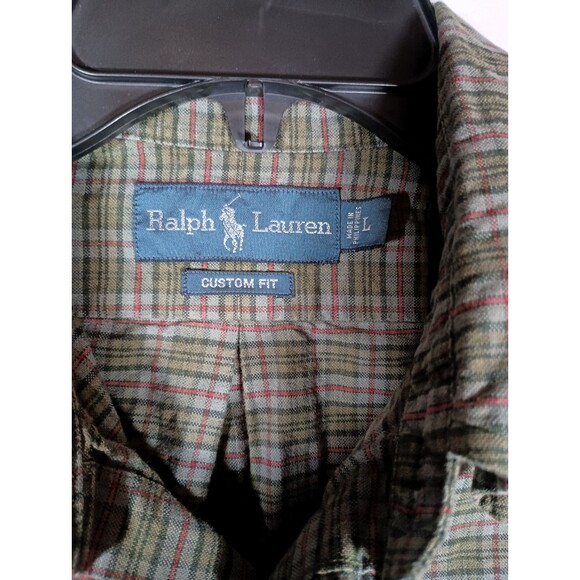 Ralph Lauren Green Plaid Long Sleeve Button Down Collared Dress Shirt Size  L - Picture 2 of 6